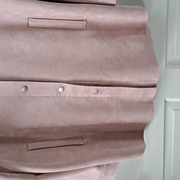 Wynne Layers Faux Suede Soft Mauve Pink Snap Buttons Pockets Cozy Jacket - Picture 4 of 9